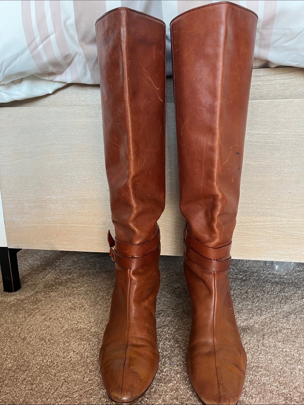 Loeffler Randall Tan Leather Mid-Calf Heeled Boots with Buckle - Picture 13 of 13